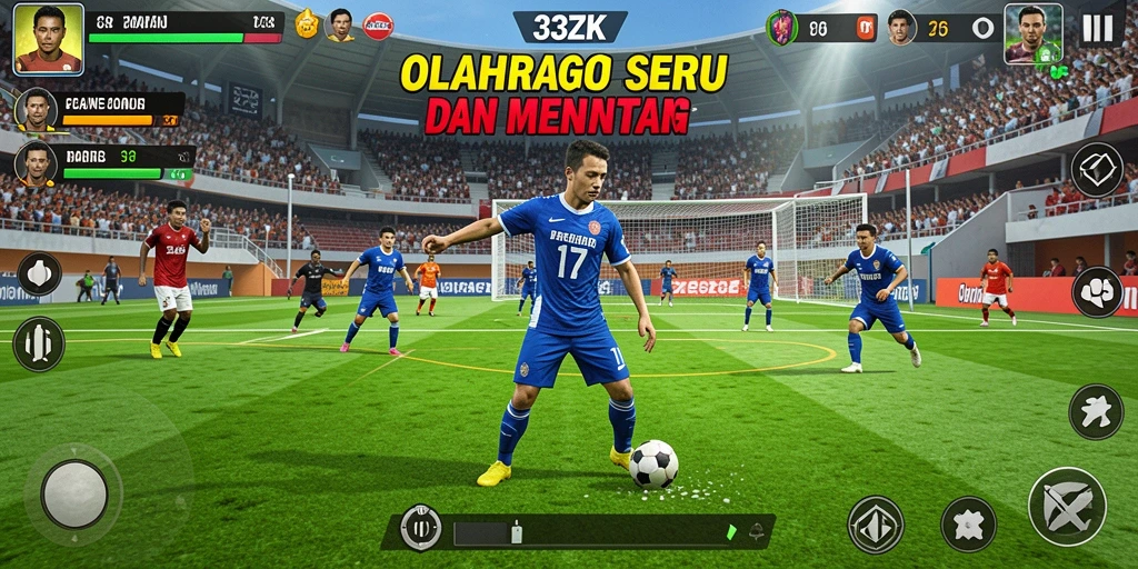 Screenshot dari gameplay 33ZK yang menampilkan aksi olahraga yang mendebarkan.