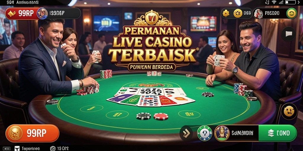 Screenshot gameplay Live Casino di 99RP dengan dealer langsung.