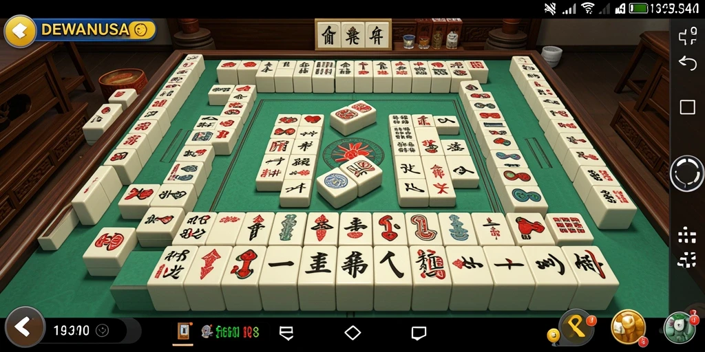 Tampilan gameplay DEWANUSA yang seru dan menggugah semangat Mahjong.