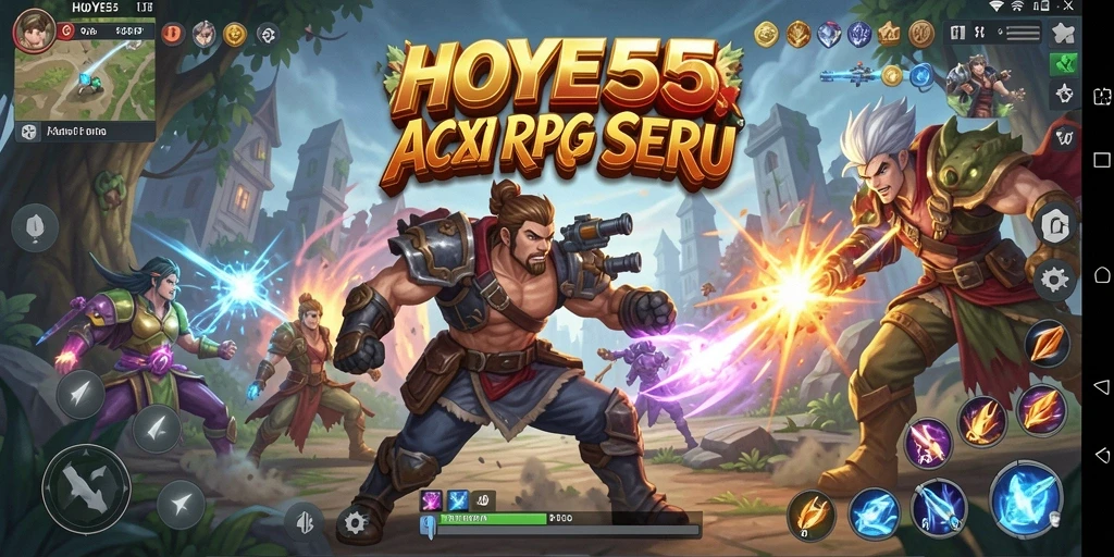 Screenshot gameplay ARPG HOYE55 yang menunjukkan aksi mendebarkan.