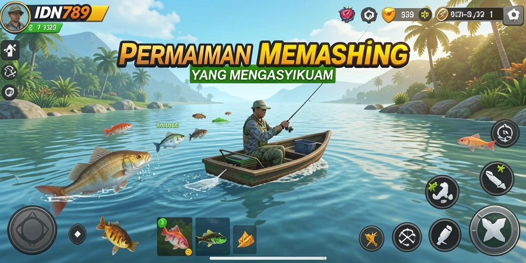 Gameplay seru dalam IDN789 saat menangkap ikan.