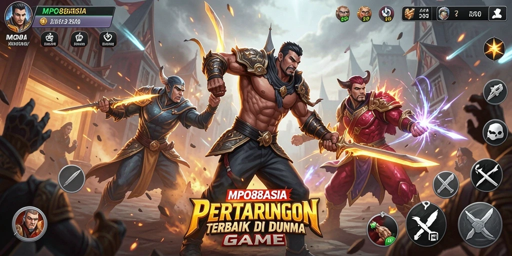 Screenshot gameplay <strong>MPO88ASIA</strong> menampilkan pertarungan intens antara karakter-karakter yang bertenaga.