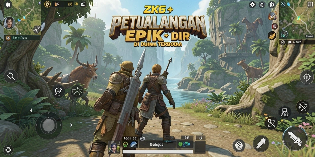 Screenshot gameplay menunjukkan petualangan seru di dunia terbuka ZK6.