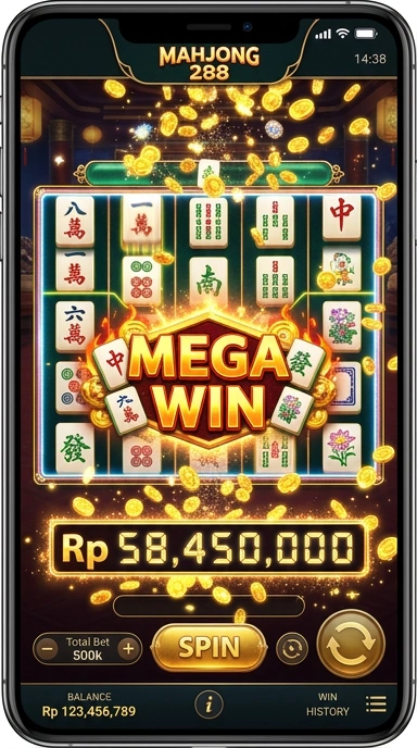 Tampilan antarmuka utama aplikasi mahjong288.